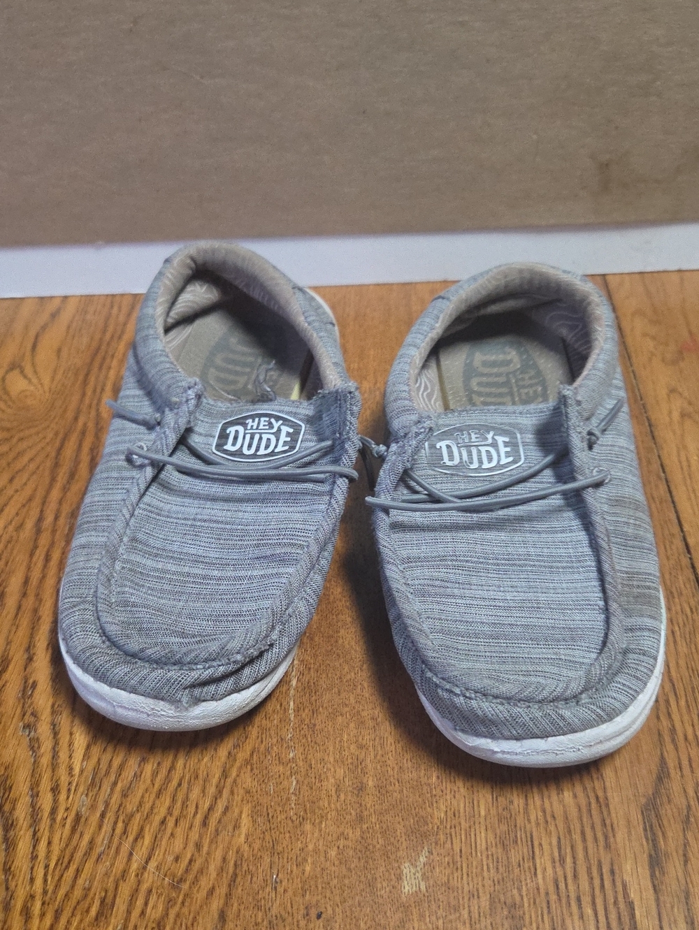 Hey Dude Kids Grey Slip-On Sneakers with Elastic Lacing